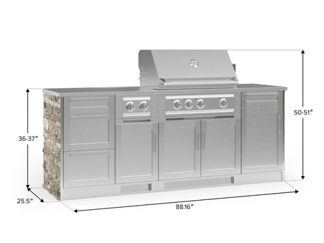 Outdoor Kitchen Signature Series 8 Piece Cabinet Set with Dual Side Burner, 3 Drawer, 1 Door, Platinum Grill and Grill Cabinet