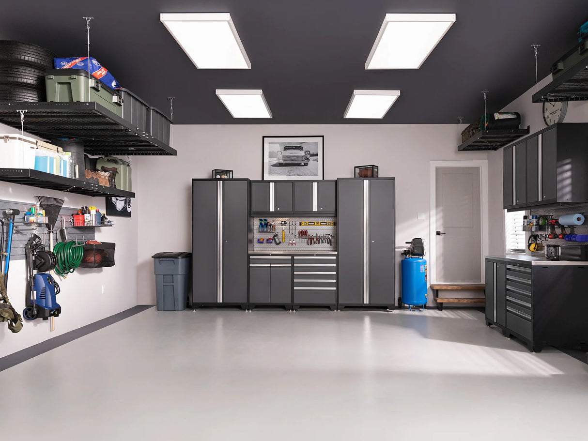 Pro Series 8 Piece Cabinet Set with Wall, Base, Tool Drawer Cabinet, Lockers and 84 In. Worktop