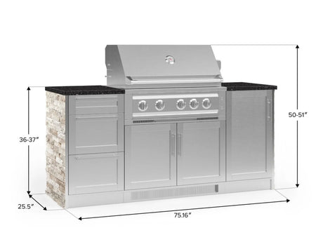 Outdoor Kitchen Signature Series 6 Piece Cabinet Set with Platinum Grill, 3 Drawer, 1 Door and Grill Cabinet