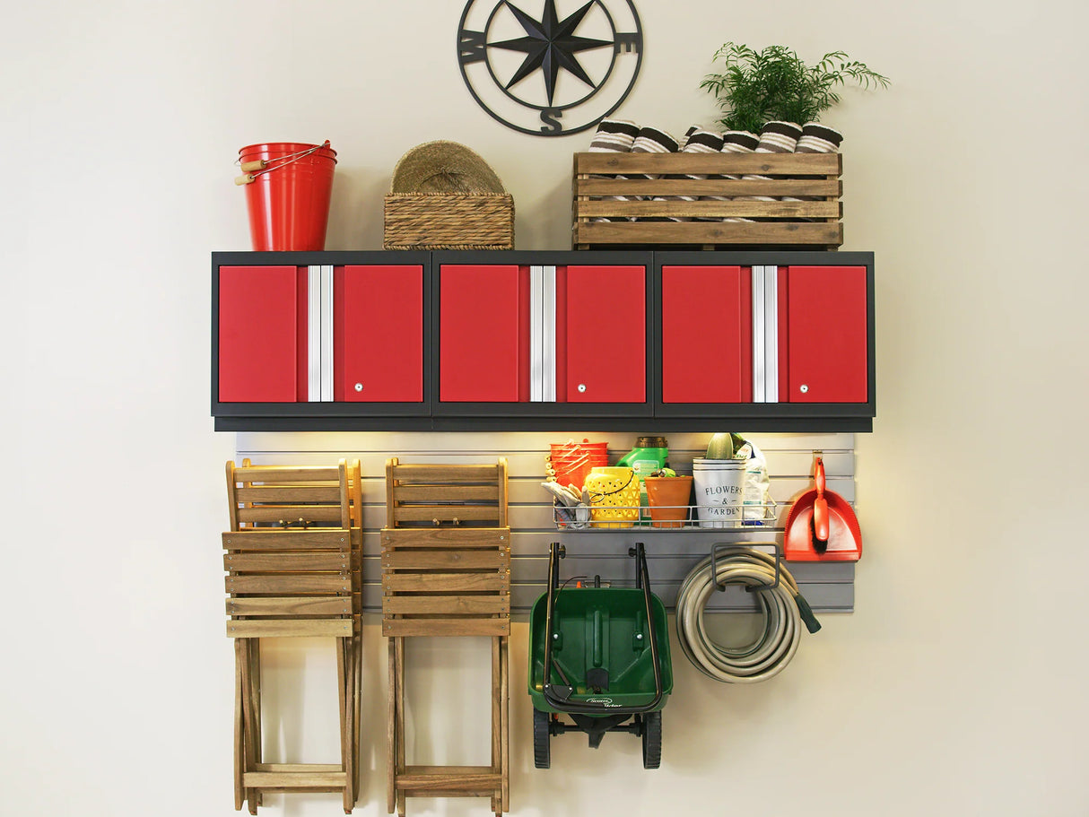 Bold Series 9 Piece Cabinet Set with Display Shelf, Wall, Base Cabinets and 30 In. Lockers