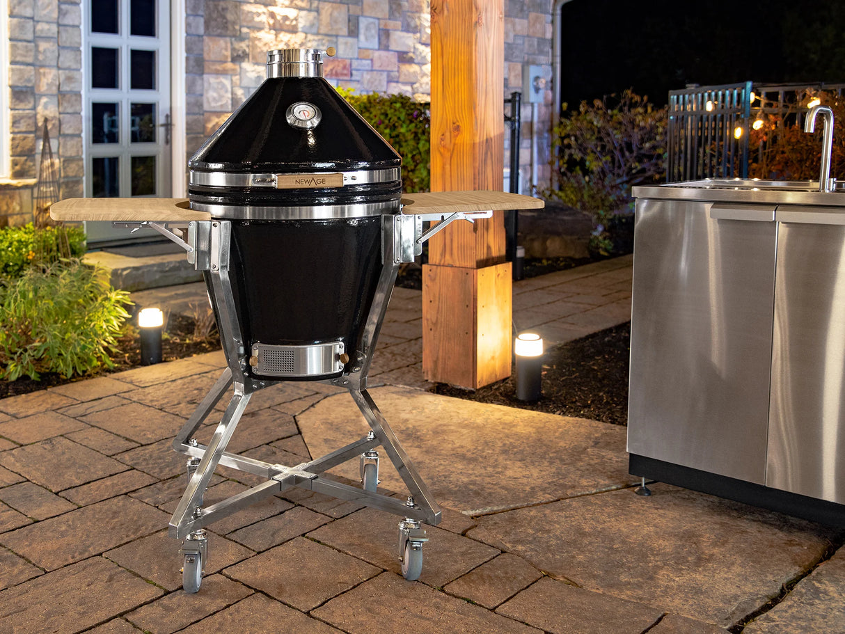 Outdoor Kitchen Platinum Kamado Bundle with Kamado Grill and Cart