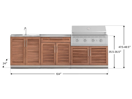 Outdoor Kitchen Stainless-Steel 5 Piece Cabinet Set with Sink, 2-Door with Drawer, Grill Cabinet, Performance Grill and Countertop