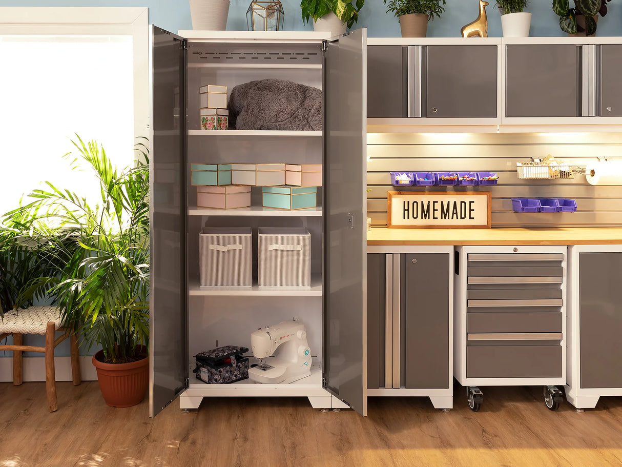 Bold Series 12 Piece Cabinet Set with Tool, Base, Wall Cabinets and 2 Lockers