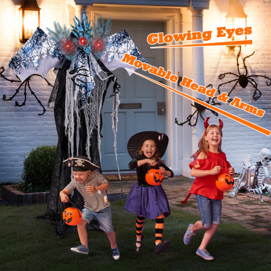 6ft Halloween Animatronic Decoration with Light Up Eyes Posable Wings and Arms