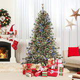 6/7.5/9 FT Artificial Christmas Tree Pre-Lit Hinged Holiday Tree with 360° Quick Power Connector-6 ft