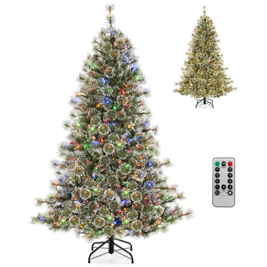 6/7.5/9 FT Artificial Christmas Tree Pre-Lit Hinged Holiday Tree with 360° Quick Power Connector-6 ft