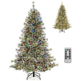 6/7.5/9 FT Artificial Christmas Tree Pre-Lit Hinged Holiday Tree with 360° Quick Power Connector-6 ft