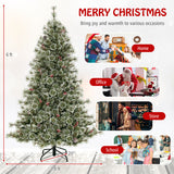 6/7.5/9 FT Artificial Christmas Tree Pre-Lit Hinged Holiday Tree with 360° Quick Power Connector-6 ft