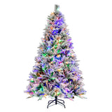 4.5/6/7 Feet Artificial Xmas Tree with Pine Needles and LED Lights-6 ft