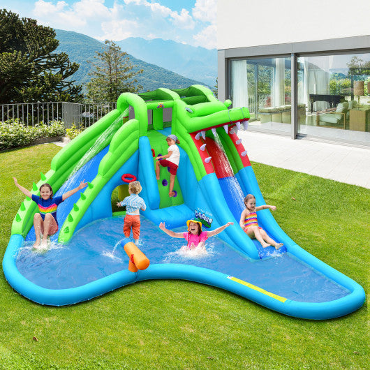 Inflatable Crocodile Style Water Slide Upgraded Kids Bounce Castle with 680W Blower