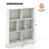 7-Section Freestanding Bookshelf for Kids Room Classroom Daycare Nursery-White