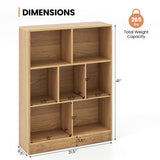 7-Section Freestanding Bookshelf for Kids Room Classroom Daycare Nursery-Natural