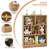 7-Section Freestanding Bookshelf for Kids Room Classroom Daycare Nursery-Natural