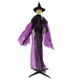 7.2 ft Halloween Standing Witch with Lighted Eyes and Automatic Arm Movement
