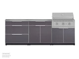 Outdoor Kitchen Aluminum 3 Piece Cabinet Set with 3-Drawer, Bar and Grill Cabinet