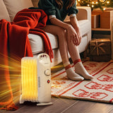 700W Electric Oil Filled Radiator Heater with Adjustable Thermostat-White