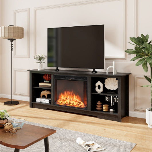 70 Inch TV Stand for up to 75 Inch Flat Screen TVs with Adjustable Shelves-Black