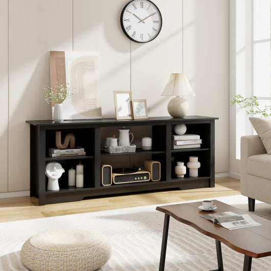 70 Inch TV Stand for up to 75 Inch Flat Screen TVs with Adjustable Shelves-Black