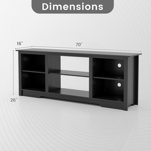 70 Inch TV Stand for up to 75 Inch Flat Screen TVs with Adjustable Shelves-Black