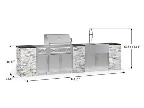 Outdoor Kitchen Signature Series 11 Piece Cabinet Set with Dual Side Burner, Sink, Platinum Grill and Grill Cabinet