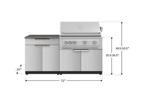 Outdoor Kitchen Stainless-Steel 4 Piece Cabinet Set with Bar, Grill Cabinet, Platinum Grill, and Countertop