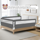 71 Inch Extra Long Swing Down Bed Guardrail with Safety Straps-Gray