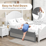 71 Inch Extra Long Swing Down Bed Guardrail with Safety Straps-Gray