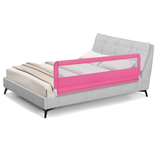 71 Inch Extra Long Swing Down Bed Guardrail with Safety Straps-Pink
