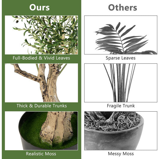 6 Feet Artificial Olive Tree in Cement Pot-2 Pieces