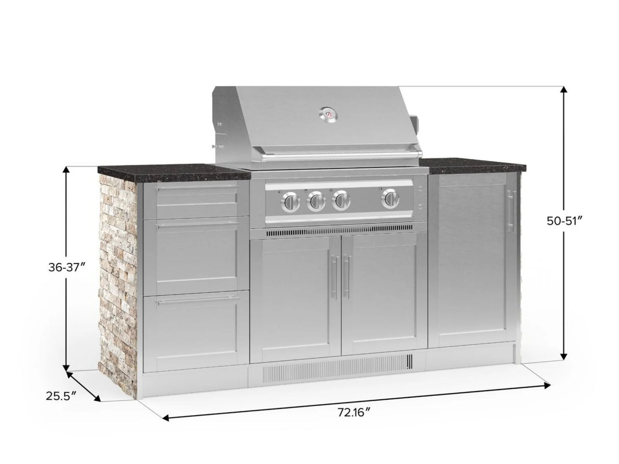 Outdoor Kitchen Signature Series 6 Piece Cabinet Set with Platinum Grill, 3 Drawer, 1 Door and Grill Cabinet