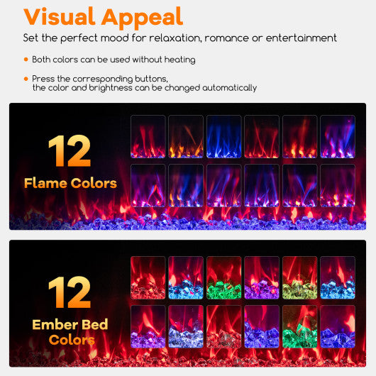 42/50/60/72 Inch Ultra-Thin Electric Fireplace with Decorative Crystals-72 inches