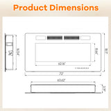 42/50/60/72 Inch Ultra-Thin Electric Fireplace with Decorative Crystals-72 inches