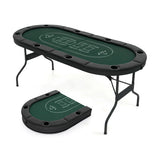 72 Inch Foldable Poker Table for 8 Players Portable Oval Card Board Game Table-Green