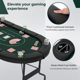 72 Inch Foldable Poker Table for 8 Players Portable Oval Card Board Game Table-Green