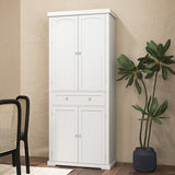 72 Inch Freestanding Kitchen Pantry Cabinet 4 Doors Storage Cupboard Shelves Drawer-White