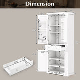 72 Inch Freestanding Kitchen Pantry Cabinet 4 Doors Storage Cupboard Shelves Drawer-White