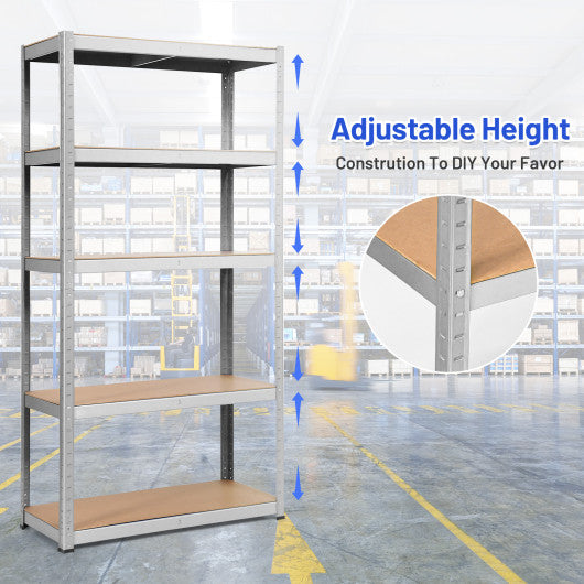 2 Pcs Storage Shelves Garage Shelving Units Tool Utility Shelves-Silver