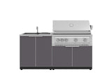 Outdoor Kitchen Aluminum 3 Piece Cabinet Set with Sink, Grill Cabinet and Platinum Grill