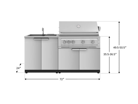 Outdoor Kitchen Stainless Steel 3 Piece Cabinet Set with Sink, Grill Cabinet and Platinum Grill