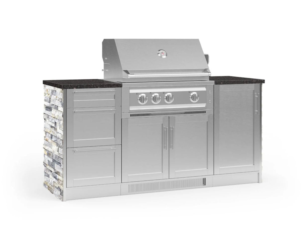 Outdoor Kitchen Signature Series 6 Piece Cabinet Set with Platinum Grill, 3 Drawer, 1 Door and Grill Cabinet