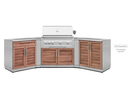 Outdoor Kitchen Stainless Steel 5 Piece Cabinet Set with 2-Door, Bar, Grill and Corner Cabinets