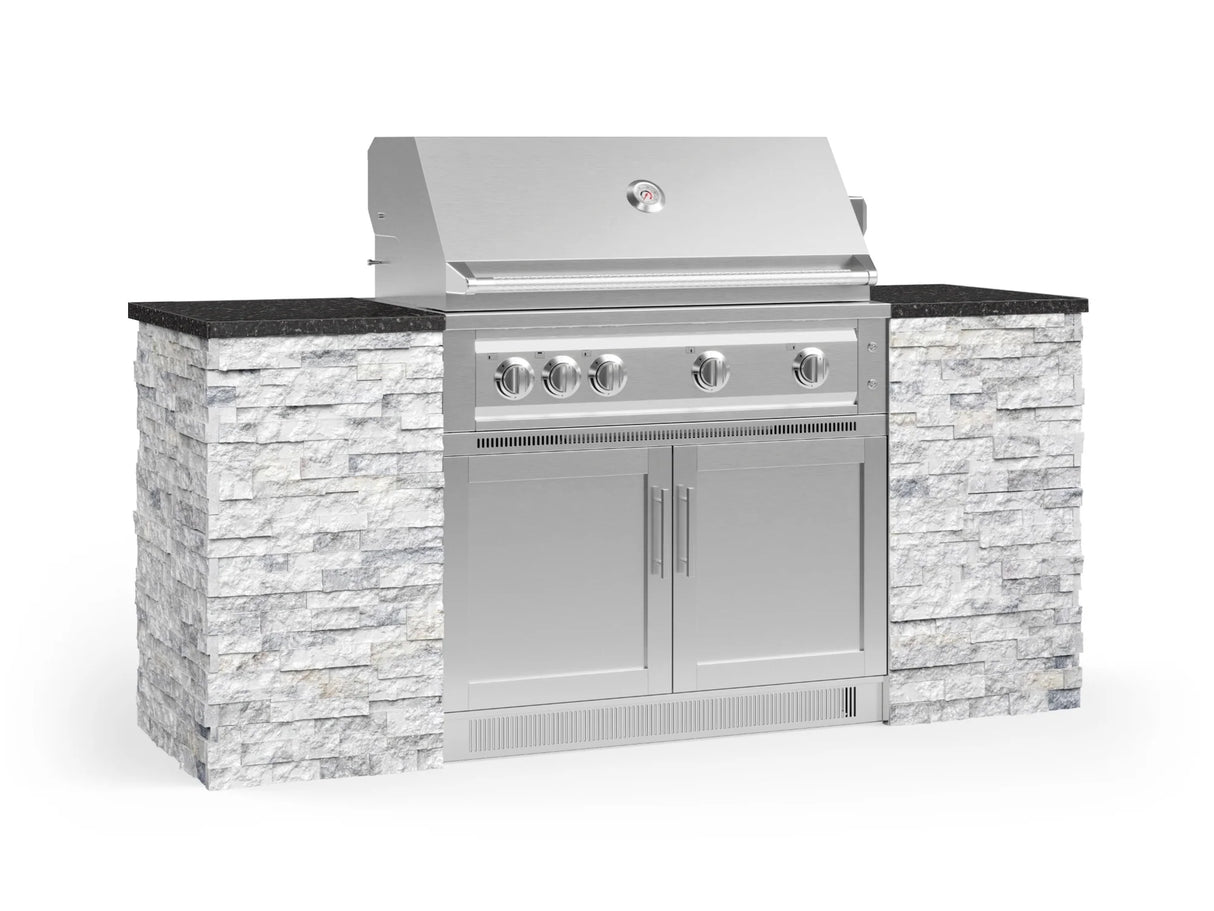 Outdoor Kitchen Signature Series 6 Piece Cabinet Set with Platinum Grill and Grill Cabinet