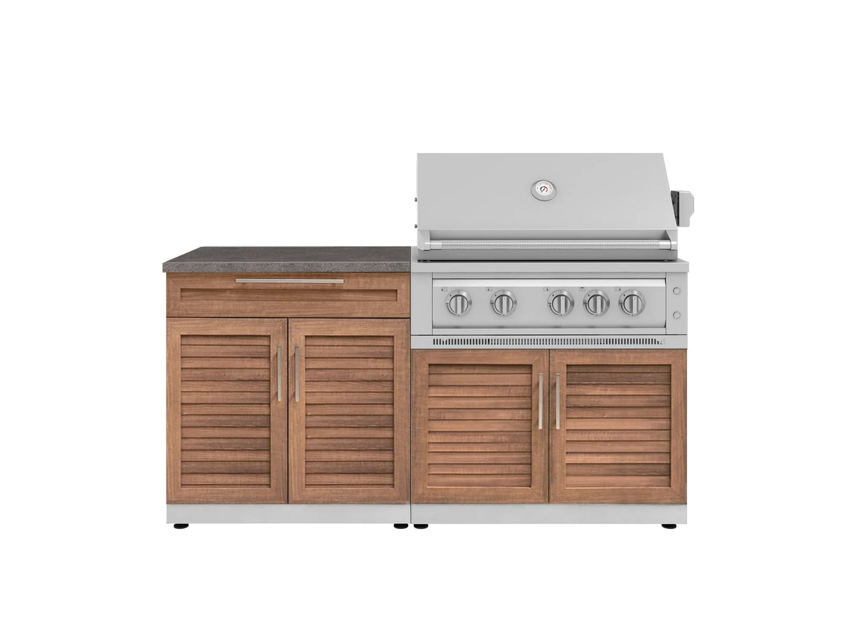 Outdoor Kitchen Stainless-Steel 4 Piece Cabinet Set with Bar, Grill Cabinet, Platinum Grill, and Countertop