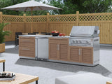 Outdoor Kitchen Stainless Steel 6-Piece Cabinet Set with Platinum Grill, Dual Side Burner, Bar and Grill Cabinet and Stainless Steel Countertop