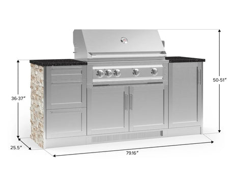 Outdoor Kitchen Signature Series 6 Piece Cabinet Set with Platinum Grill, 3 Drawer, 1 Door and Grill Cabinet