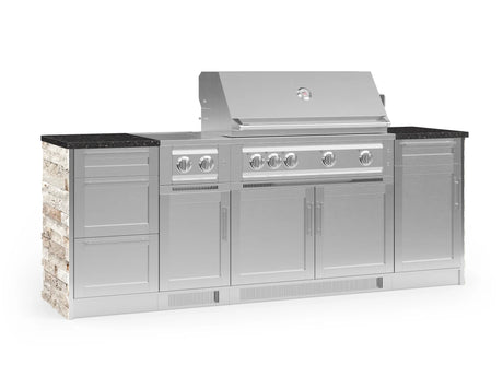 Outdoor Kitchen Signature Series 8 Piece Cabinet Set with Dual Side Burner, 3 Drawer, 1 Door, Platinum Grill and Grill Cabinet