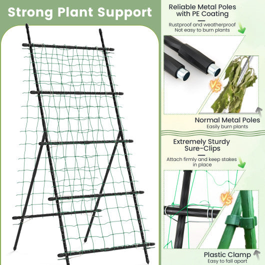 74 Inch Tall Garden Trellis for Flower Vine Vegetable Fruit Pea-Black
