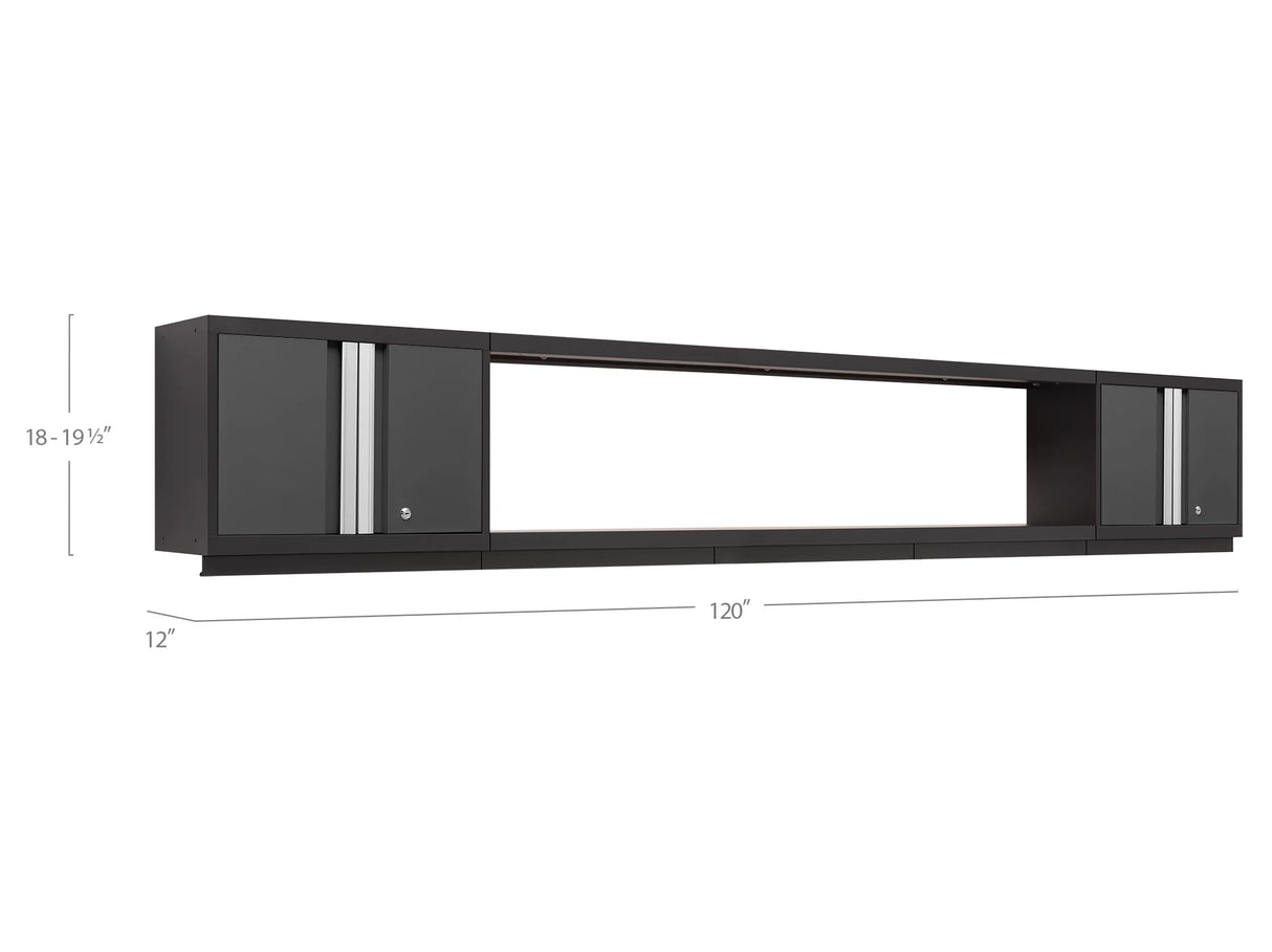 Bold Series 3 Piece Cabinet Set with Wall Cabinets and 72 In. Display Shelf