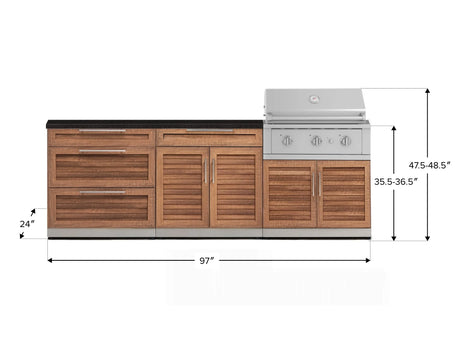 Outdoor Kitchen Stainless-Steel 5 Piece Cabinet Set with 3 Drawer, 2-Door with Drawer, Performance Grill, Grill Cabinet and Countertop