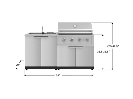 Outdoor Kitchen Stainless Steel 3 Piece Cabinet Set with Sink Cabinet and Performance Gas Grill